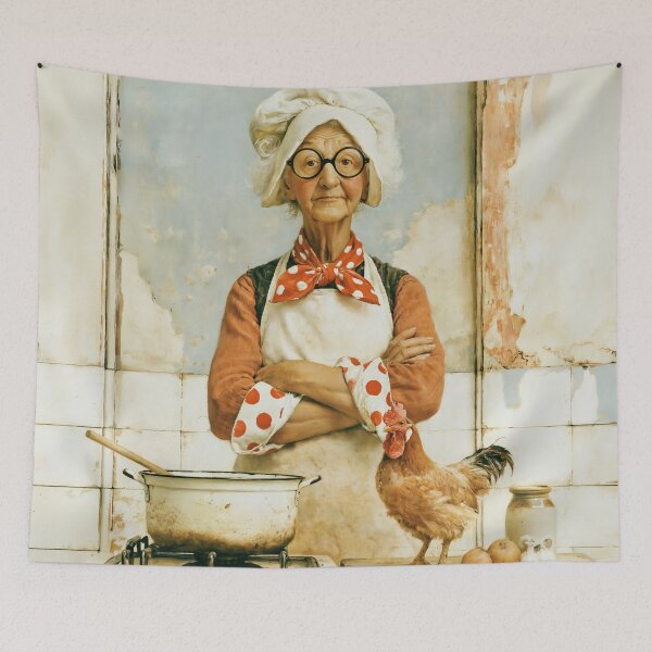 Item preview, Vintage Kitchen Cook with Chicken designed and sold by junkydotcom.