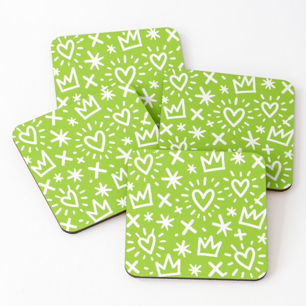 Item preview, Green Heart Crown Doodle Pattern Pop Art designed and sold by FestivityFinds.
