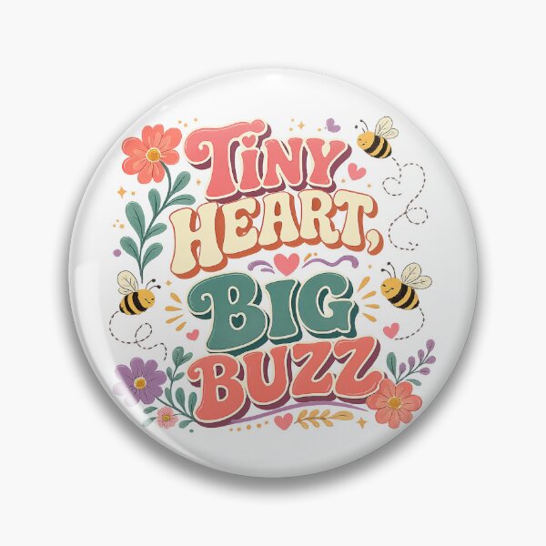 Item preview, Tiny Heart Big Buzz Cute Bee Floral Retro Spring Garden Art Design designed and sold by inkoutninja.