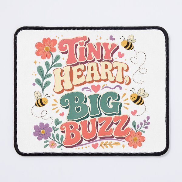 Item preview, Tiny Heart Big Buzz Cute Bee Floral Retro Spring Garden Art Design designed and sold by inkoutninja.