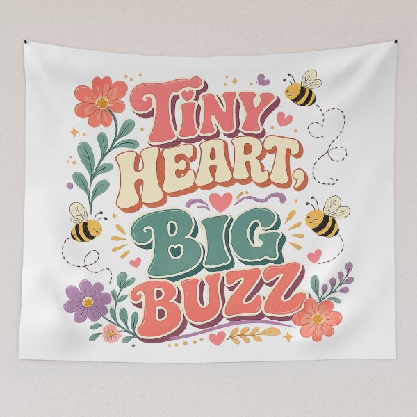Item preview, Tiny Heart Big Buzz Cute Bee Floral Retro Spring Garden Art Design designed and sold by inkoutninja.