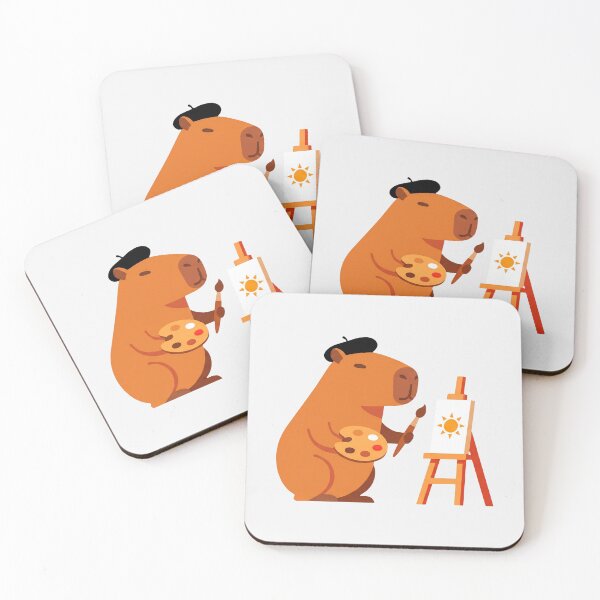 Item preview, Cute Capybara Artist Wearing Beret Painting Art designed and sold by pattman.