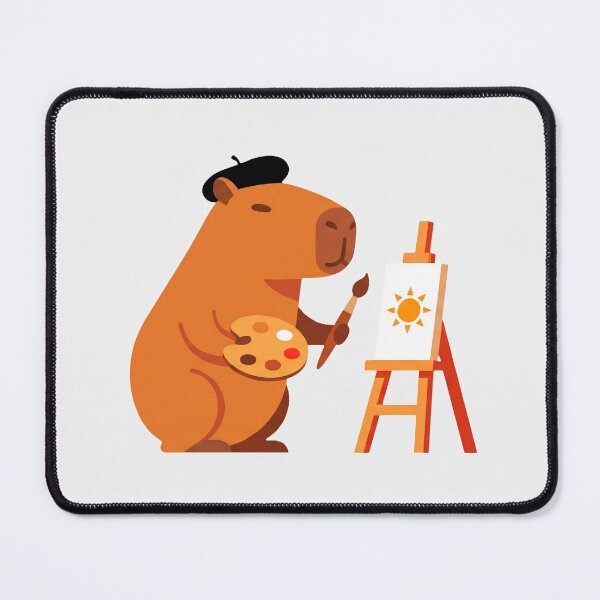 Item preview, Cute Capybara Artist Wearing Beret Painting Art designed and sold by pattman.