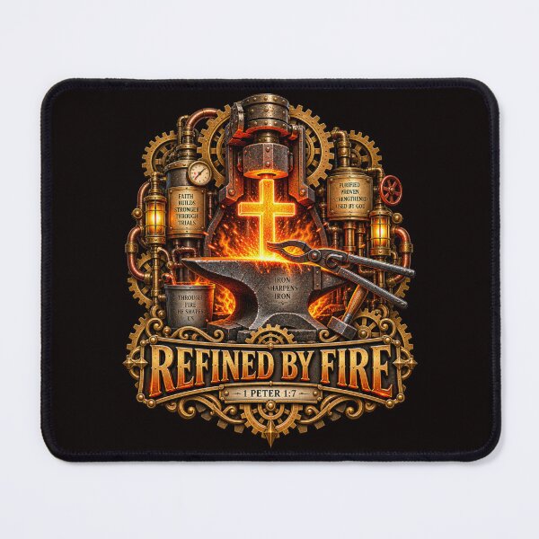 Item preview, Refined By Fire, 1Peter 1:7, Christian Steampunk Style designed and sold by TheBibleStop.