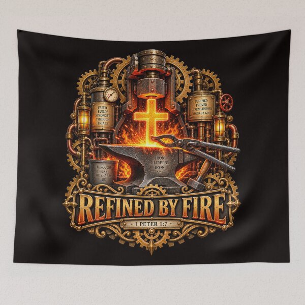 Item preview, Refined By Fire, 1Peter 1:7, Christian Steampunk Style designed and sold by TheBibleStop.