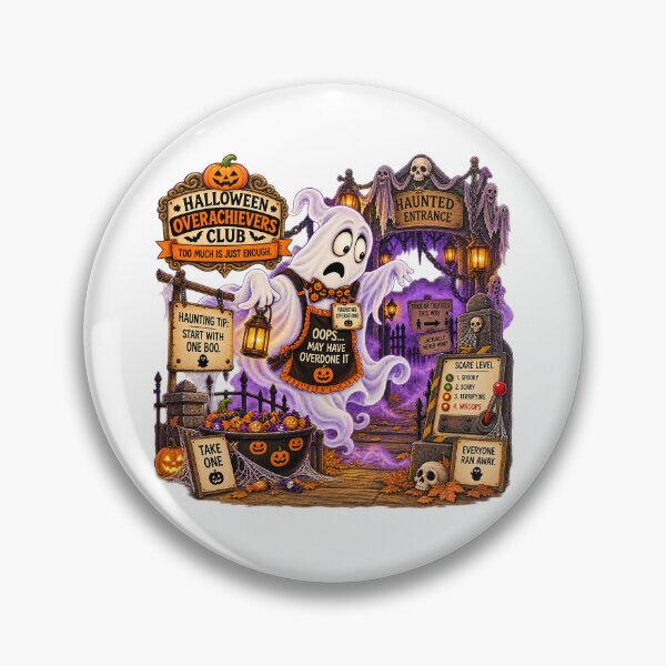 Item preview, ⚡HALLOWEEN OVERACHIEVERS CLUB - Garry Ghost's Overachiever Haunted House designed and sold by WheelieGdArt.