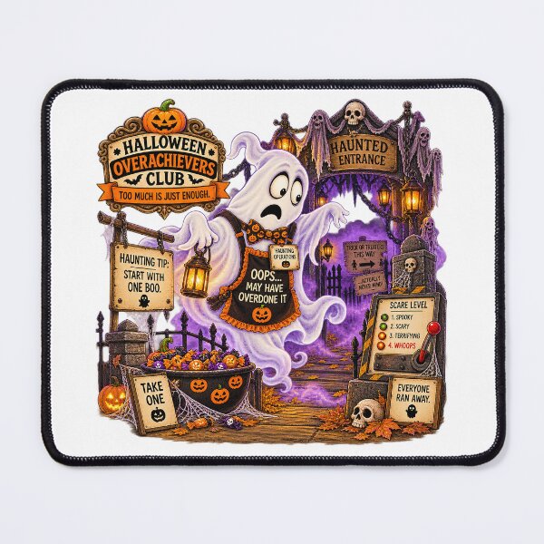 Item preview, ⚡HALLOWEEN OVERACHIEVERS CLUB - Garry Ghost's Overachiever Haunted House designed and sold by WheelieGdArt.