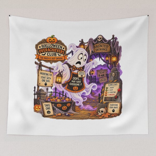 Item preview, ⚡HALLOWEEN OVERACHIEVERS CLUB - Garry Ghost's Overachiever Haunted House designed and sold by WheelieGdArt.
