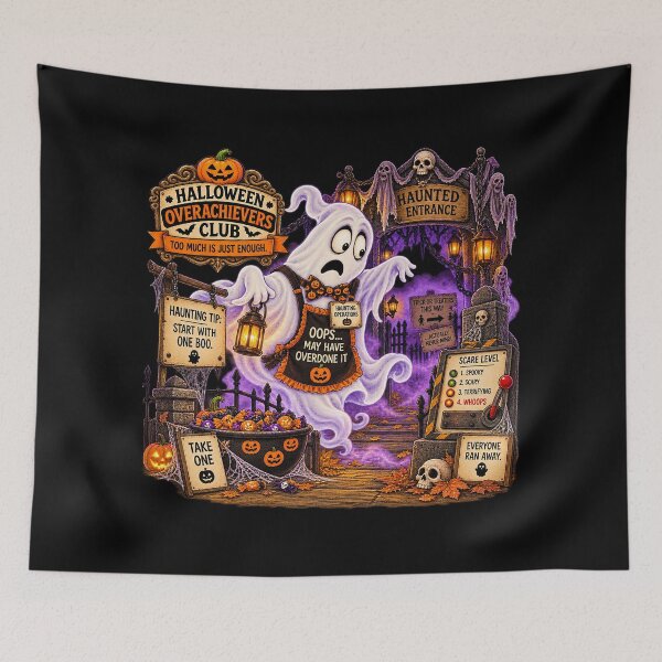 Item preview, ⚡HALLOWEEN OVERACHIEVERS CLUB -  Garry Ghost's Overachiever Haunted House - dark version designed and sold by WheelieGdArt.