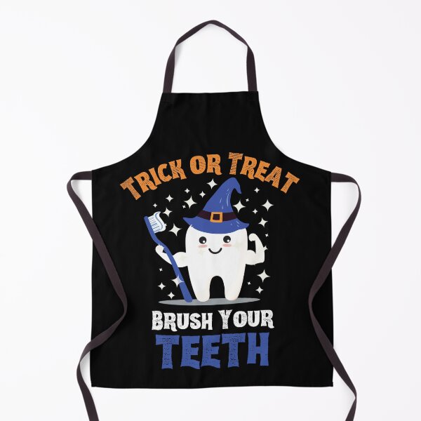 Item preview, Trick or Treat Brush Your Teeth - Tooth Wearing Witch Hat Holding Toothbrush designed and sold by LoveSeasonz.