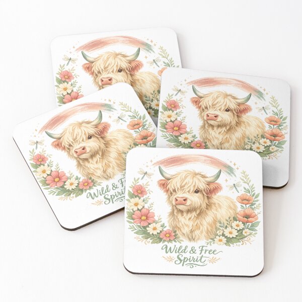 Item preview, Wild and Free Spirit Highland Cow Floral Cottagecore Farm Art Design designed and sold by inkoutninja.