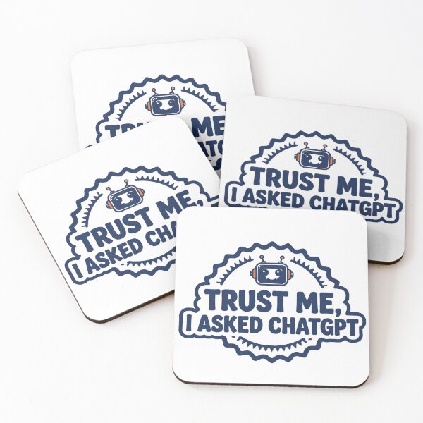Item preview, Trust Me I Asked AI Funny Robot Badge T-Shirt designed and sold by BerkleyCo.