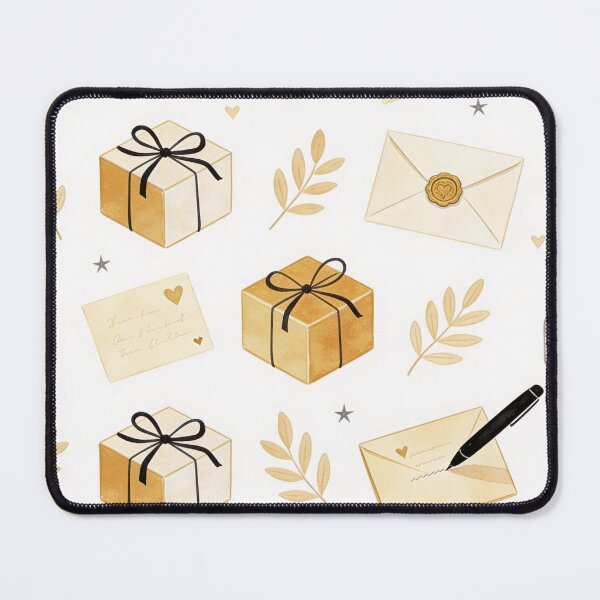 Item preview, Cute Golden Gift Box Letter Pen Watercolor Pattern designed and sold by FestivityFinds.