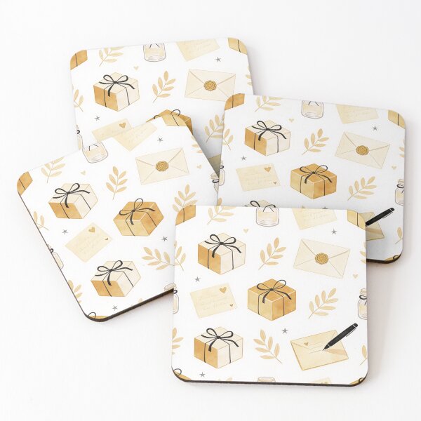 Item preview, Cute Golden Gift Box Letter Pen Watercolor Pattern designed and sold by FestivityFinds.
