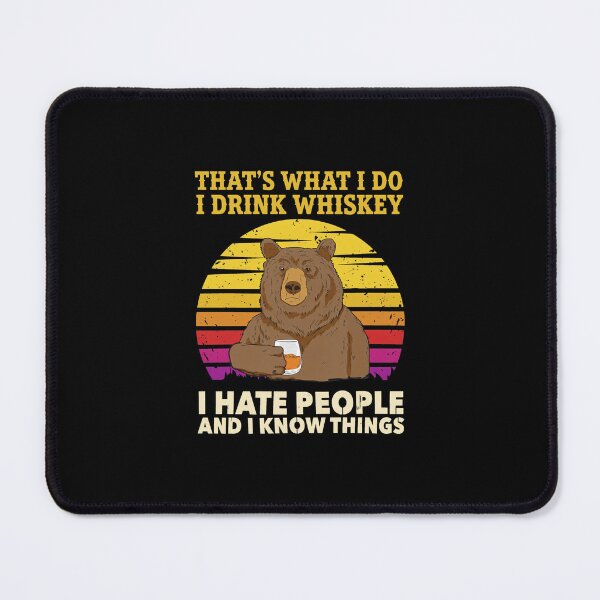 Item preview, Bear Drinks Whiskey Hates People Knows Things Funny Retro Sunset designed and sold by JOANDOORNE.