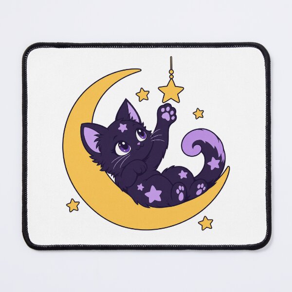 Item preview, Purple Cosmic Kitten on a Crescent Moon designed and sold by skyartdesign.