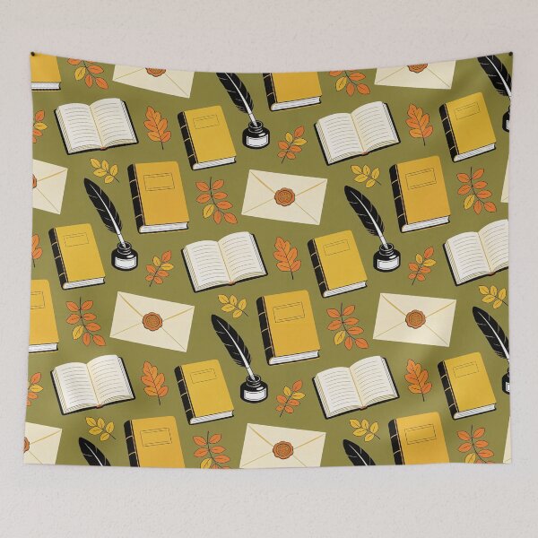 Item preview, Dark Academia Book Quill Ink Autumn Pattern designed and sold by FestivityFinds.