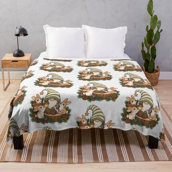 Item preview, Woodland Gnome with Rabbits and Pinecones designed and sold by skyartdesign.