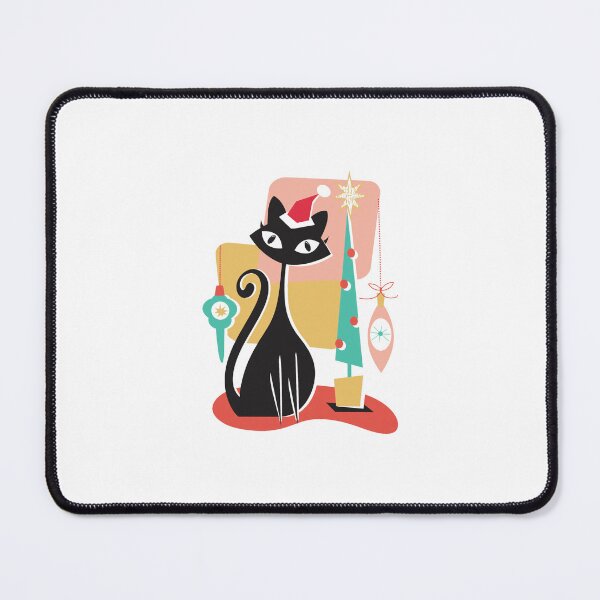 Item preview, Retro Christmas Cat with Santa Hat and Tree designed and sold by JOANDOORNE.