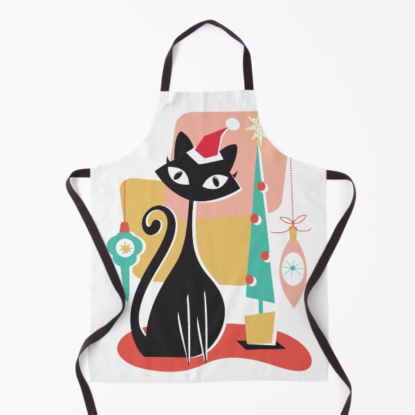 Item preview, Retro Christmas Cat with Santa Hat and Tree designed and sold by JOANDOORNE.