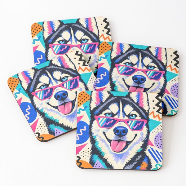 Item preview, Husky Memphis Style, Retro 80s Dog Art, Colorful Pop Graphic designed and sold by Jandedan.