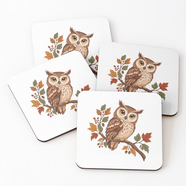 Item preview, Woodland Owl on an Autumn Branch designed and sold by skyartdesign.