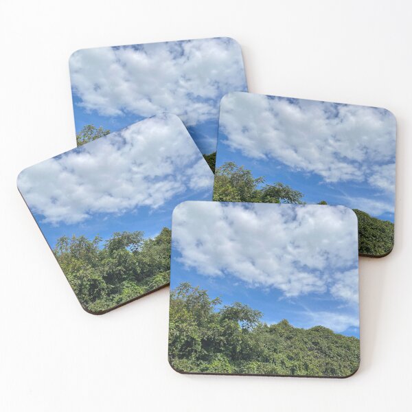 Item preview, Blue sky with clouds and green trees designed and sold by EleniA8.