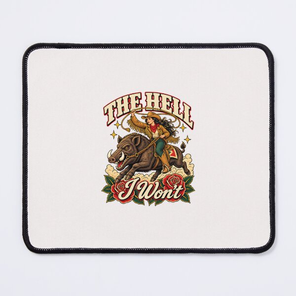 Item preview, The Hell I Won't , Cowgirl Riding Wild Boar Western Vintage designed and sold by lisdgoncalves.