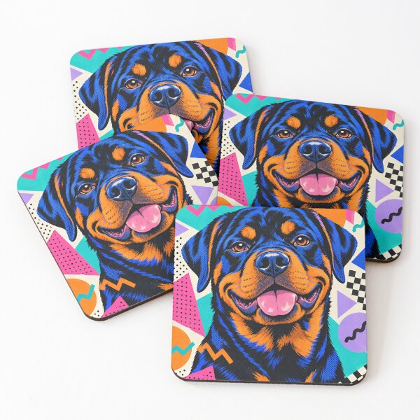 Item preview, Rottweiler Memphis Style, Retro 80s Dog Art, Colorful Pop Graphic designed and sold by Jandedan.