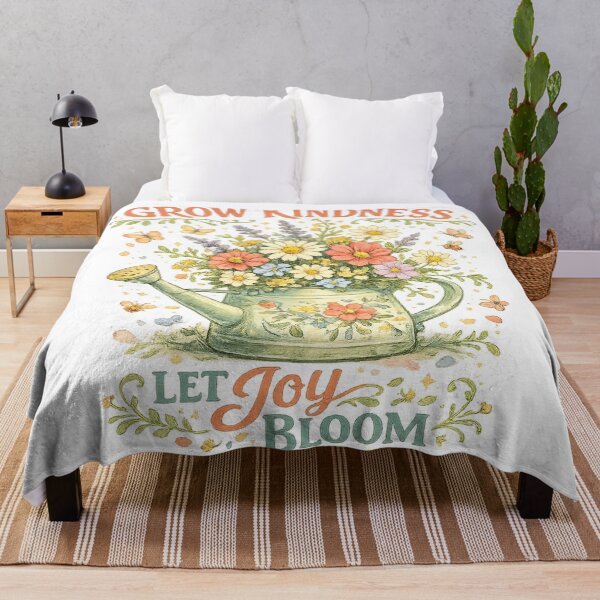 Item preview, Grow Kindness Let Joy Bloom Floral Watering Can Cottagecore Art Design designed and sold by inkoutninja.