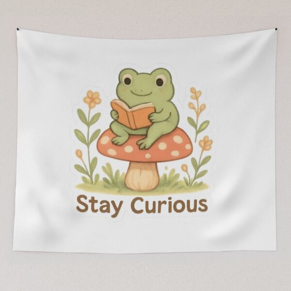 Item preview, Stay Curious Frog Reading Sticker – Cute Book Lover designed and sold by Shree shyam khatu ji.
