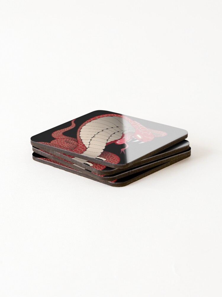 Thumbnail 4 of 5, Coasters (Set of 4), Red Cobra Illustration designed and sold by RodeLineArt.