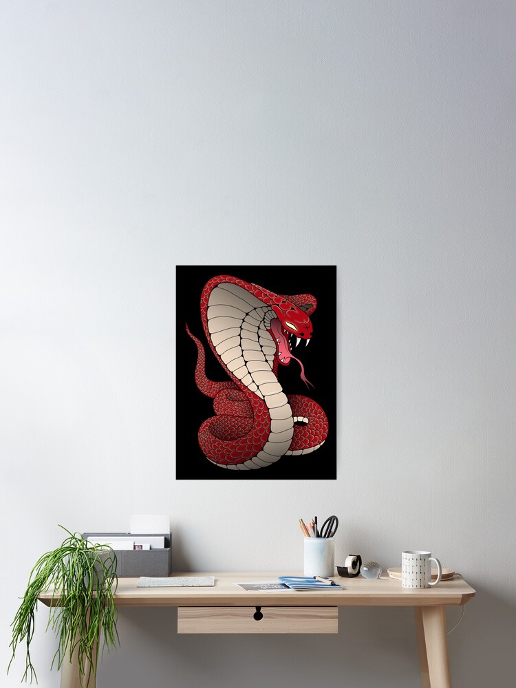 Thumbnail 2 of 3, Poster, Red Cobra Illustration designed and sold by RodeLineArt.