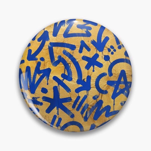 Artikelvorschau, Gold Metallic Blue Graffiti Tags Street Art Pattern entworfen und verkauft von FestivityFinds.