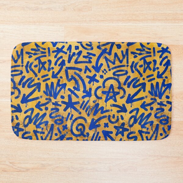 Item preview, Gold Metallic Blue Graffiti Tags Street Art Pattern designed and sold by FestivityFinds.