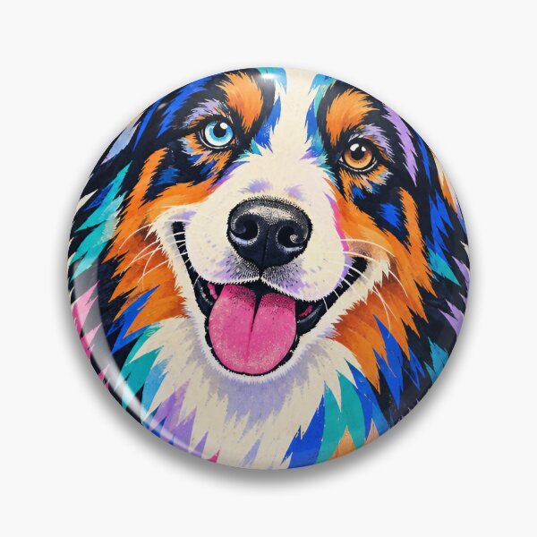 Item preview, Australian Shepherd Memphis Style, Retro 80s Dog Art, Colorful Pop Graphic designed and sold by Jandedan.