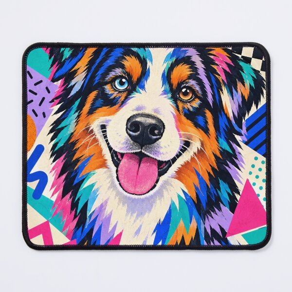 Item preview, Australian Shepherd Memphis Style, Retro 80s Dog Art, Colorful Pop Graphic designed and sold by Jandedan.