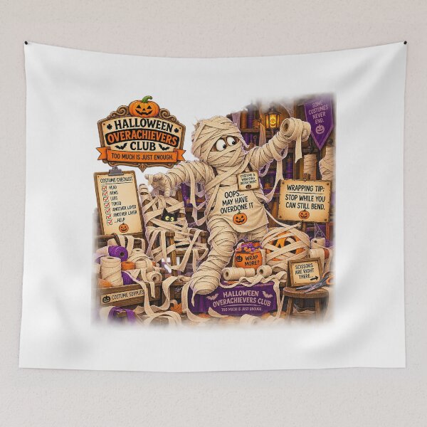 Item preview, ⚡HALLOWEEN OVERACHIEVERS CLUB - Manny Mummy's Costume & Wrapping Department designed and sold by WheelieGdArt.