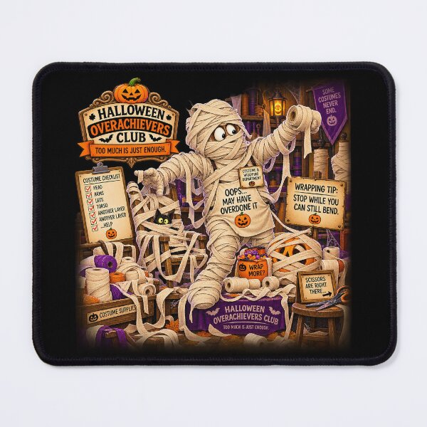 Item preview, ⚡HALLOWEEN OVERACHIEVERS CLUB -  Manny Mummy's Costume & Wrapping Department - dark version designed and sold by WheelieGdArt.