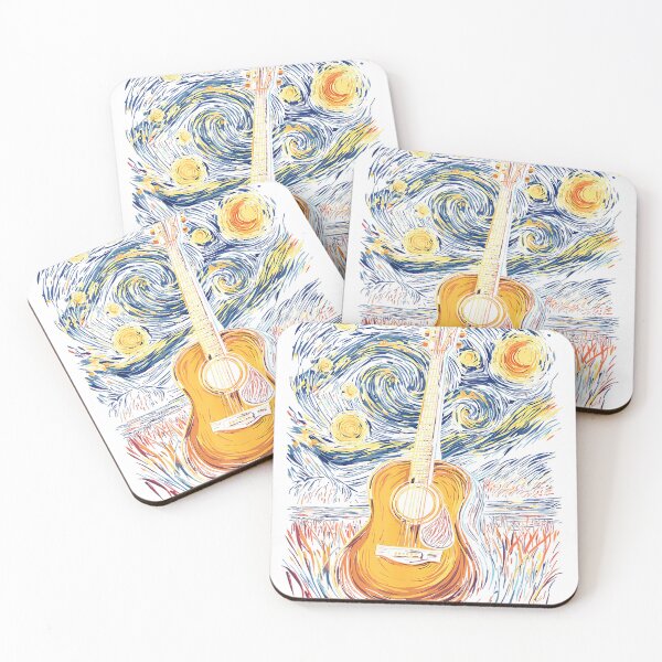 Item preview, Starry Night Inspired Acoustic Guitar Men Women designed and sold by LeroyAshl.