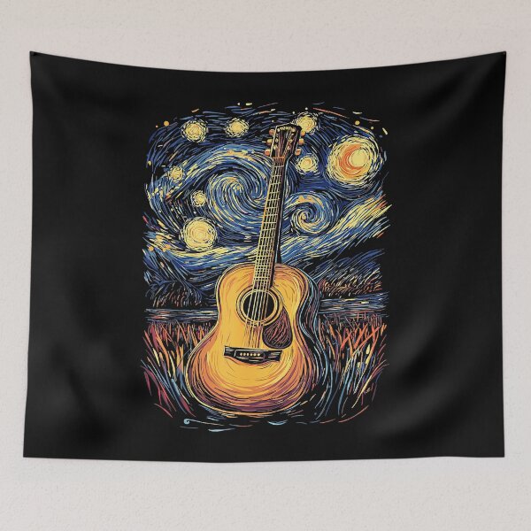Item preview, Starry Night Inspired Acoustic Guitar Men Women designed and sold by LeroyAshl.
