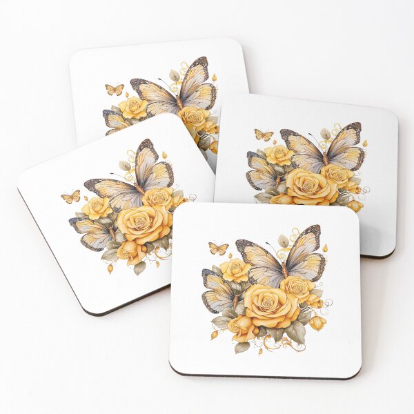 Item preview, Golden Rose Butterfly | Elegant Floral Aesthetic Art designed and sold by Mandayartstudio.