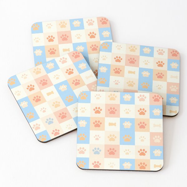 Item preview, Pastel Dog Paw Print Checkerboard Pattern designed and sold by FestivityFinds.