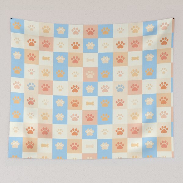 Item preview, Pastel Dog Paw Print Checkerboard Pattern designed and sold by FestivityFinds.