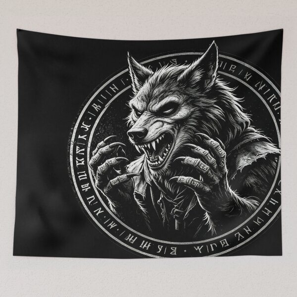 Item preview, Dark Fantasy Emblem – Mad Werewolf Feral Beast designed and sold by Mggtz.