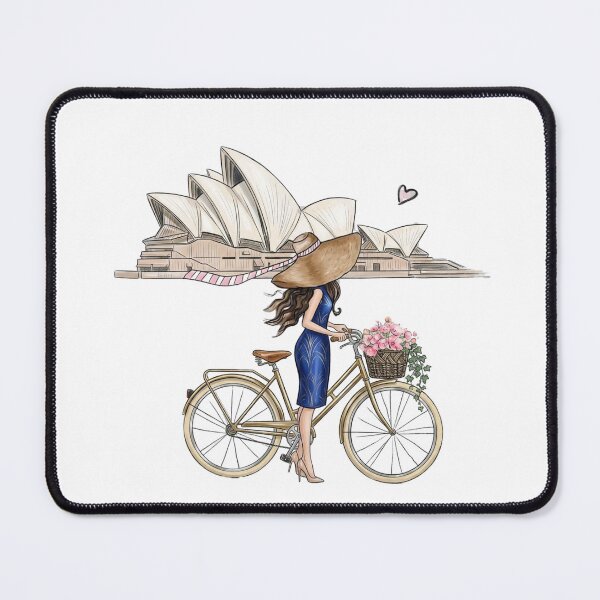 Item preview, Sydney Opera House Girl With Bicycle Art | Elegant Travel In Sydney Design | Gift For Australia Lover designed and sold by StyxIND.