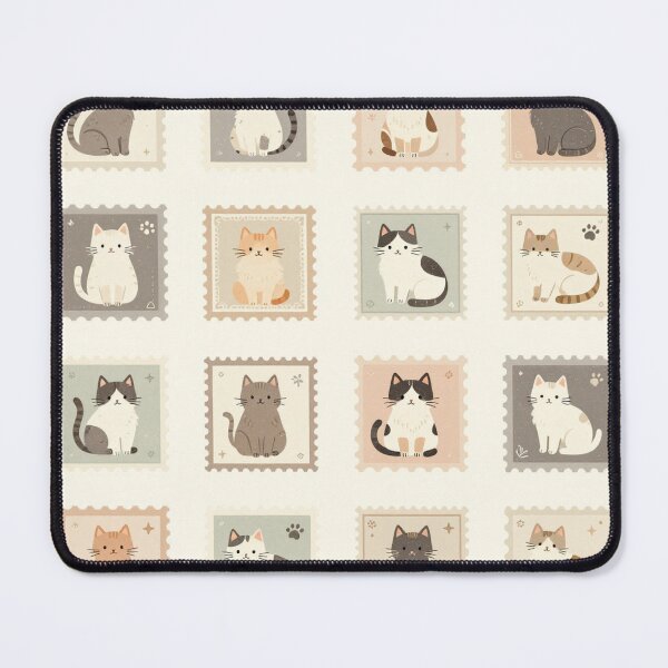 Item preview, Cute Vintage Cat Postage Stamp Grid Pattern designed and sold by FestivityFinds.