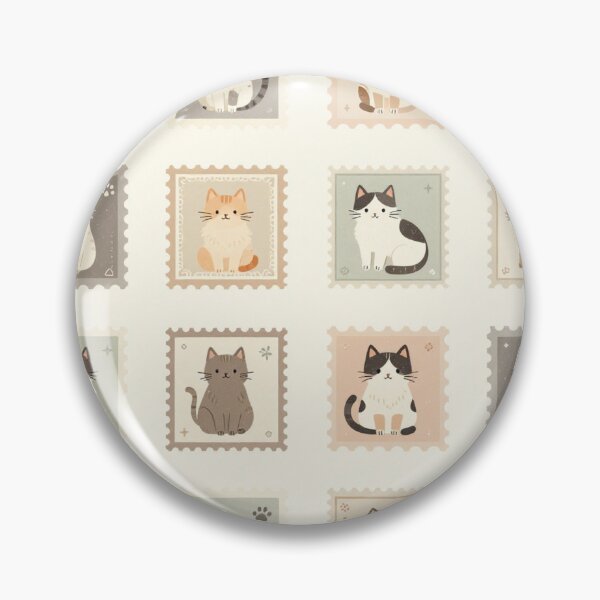 Item preview, Cute Vintage Cat Postage Stamp Grid Pattern designed and sold by FestivityFinds.