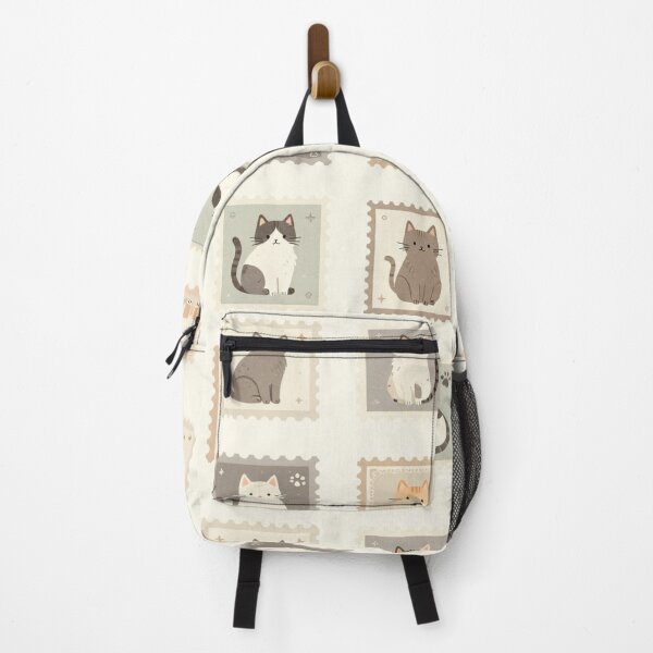 Item preview, Cute Vintage Cat Postage Stamp Grid Pattern designed and sold by FestivityFinds.
