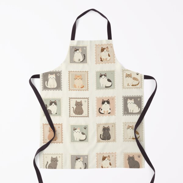 Item preview, Cute Vintage Cat Postage Stamp Grid Pattern designed and sold by FestivityFinds.